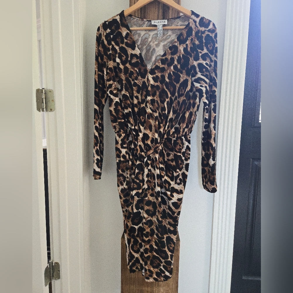 Leopard Print Long Sleeve Dress